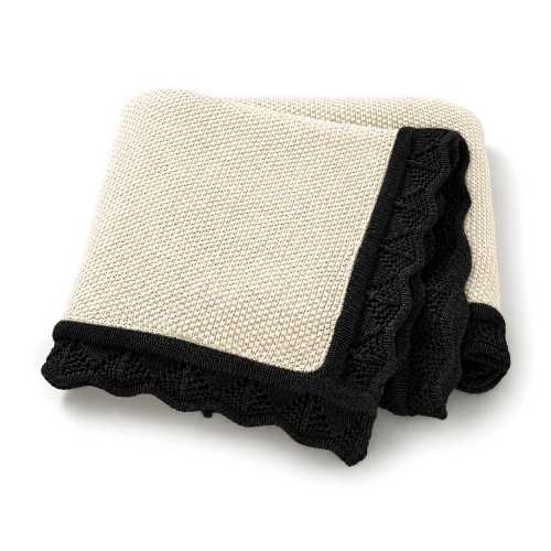 Lace Knit Babydeken - Cream Noir