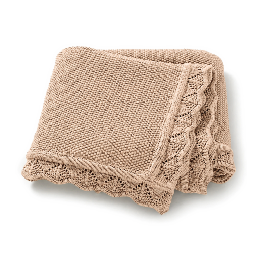 Lace Knit Babydeken - Fawn