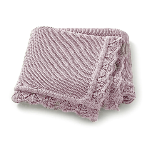 Lace Knit Babydeken - Mauve