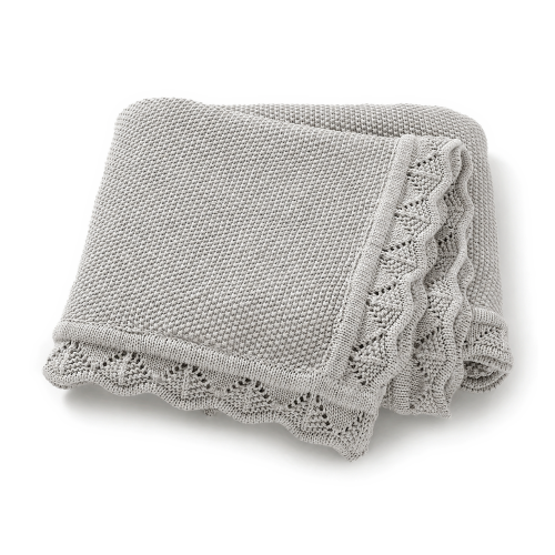 Lace Knit Babydeken - Mist