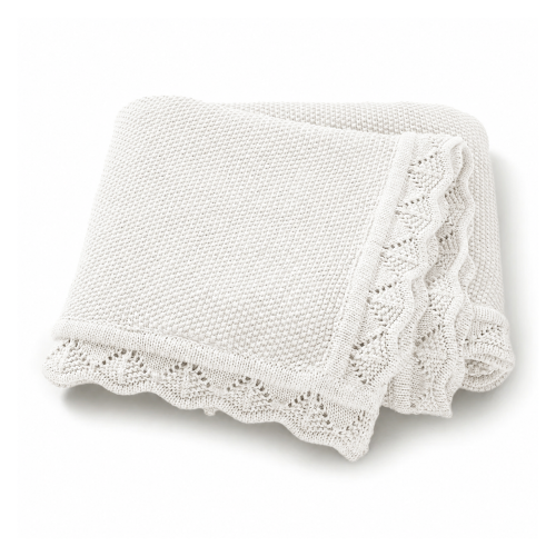 Lace Knit Babydeken - Pearl