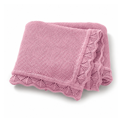 Lace Knit Babydeken - Rose